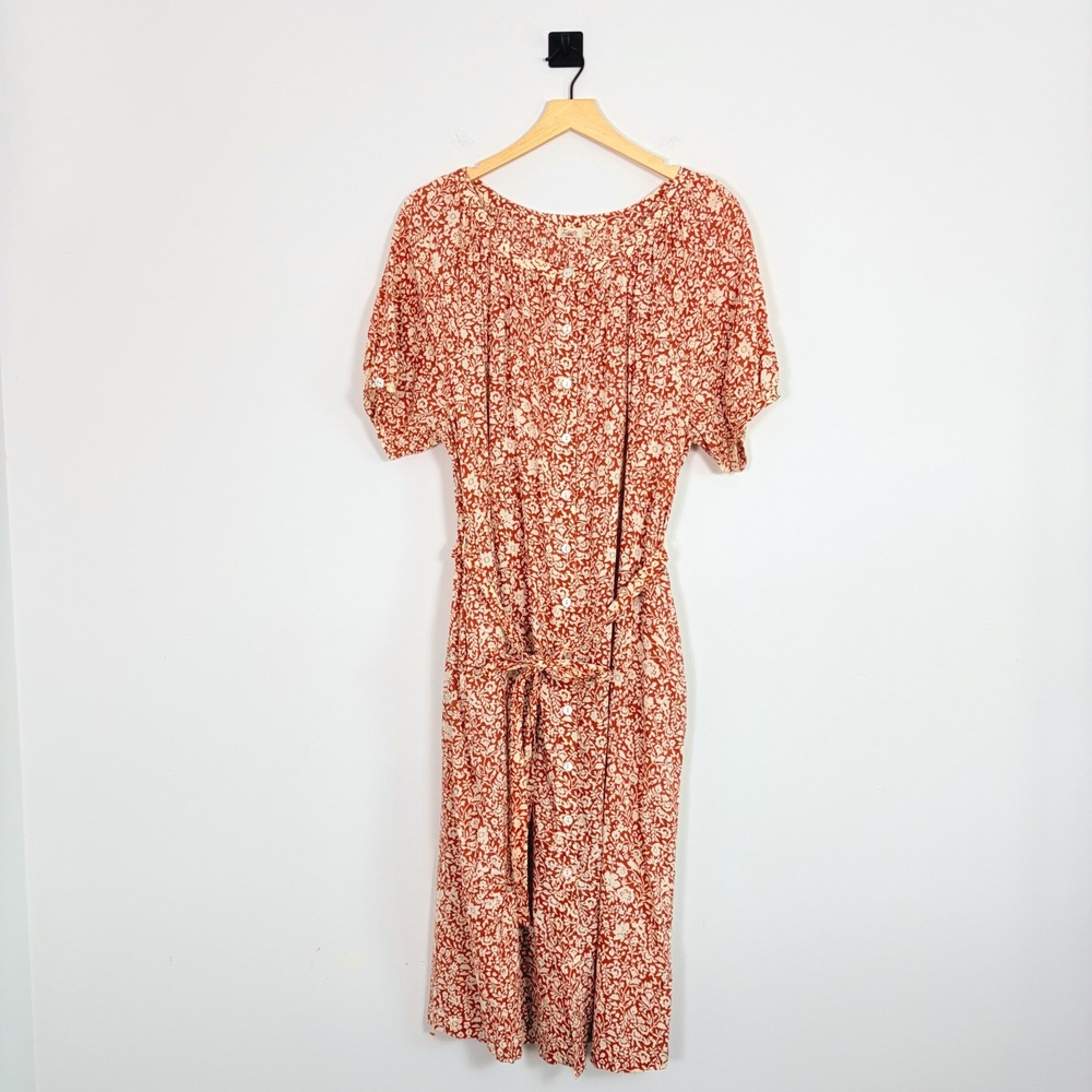 Faherty Carmel Floral Organic Cotton Midi Button Front Shirtdress Medium Coastal - Picture 3 of 12
